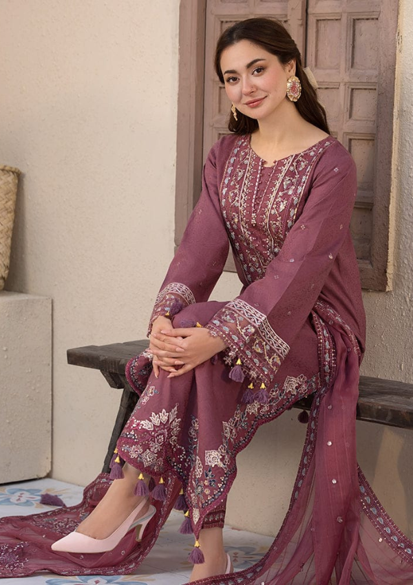 Winter 3-Piece Embroidered Suit with Digital Dupatta