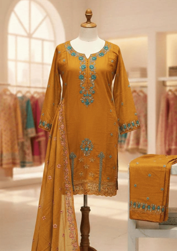 Comfortable Winter 3-Piece Set with Embroidered Plazo